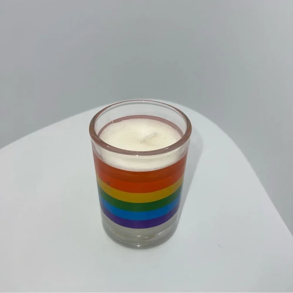 🦋$4 ~ Soy Votive Glass Candle ~ Rainbow ~ New ~ 🌈